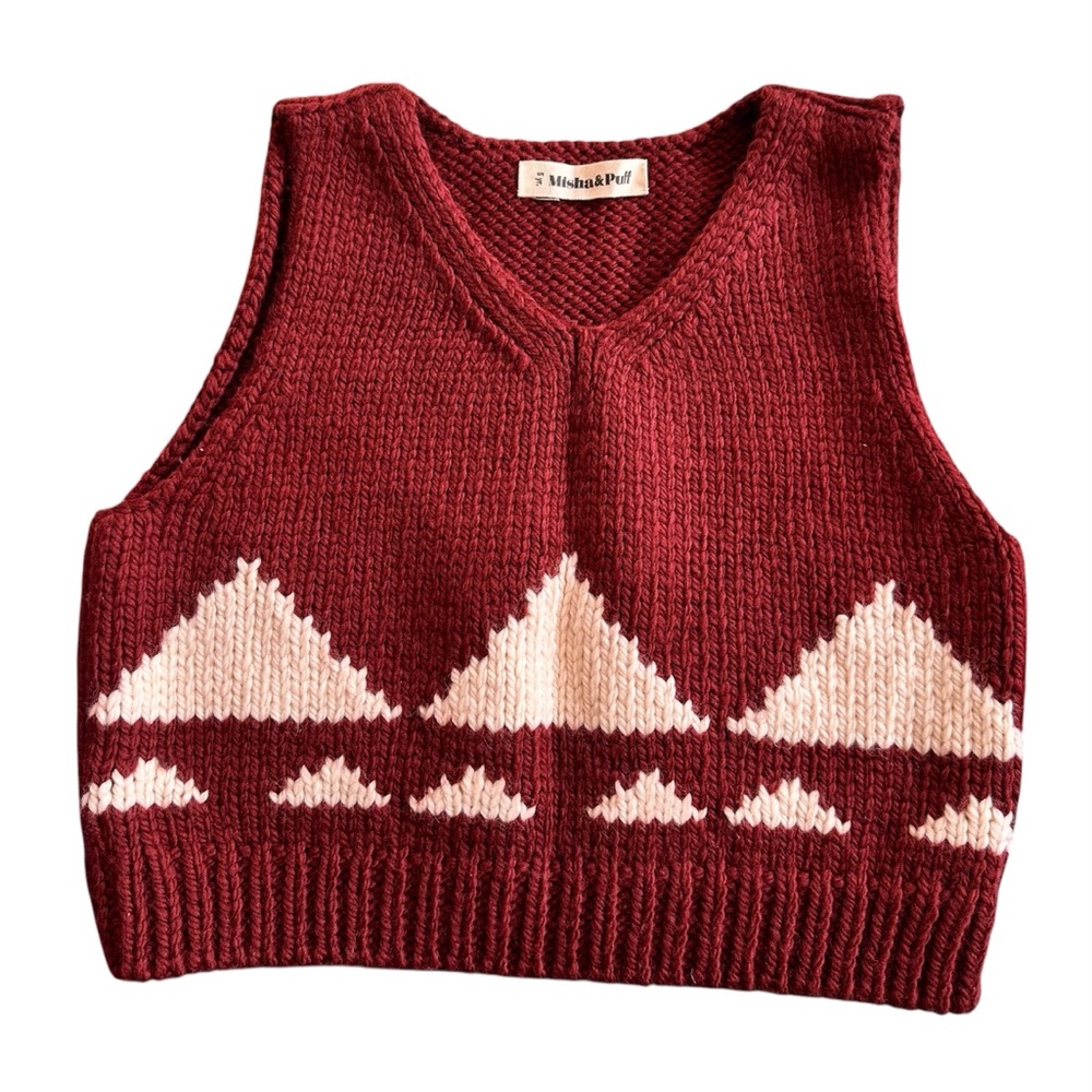 Misha and Puff Kids Wool Summit Vest, Madder Root, Size 5y, EUC